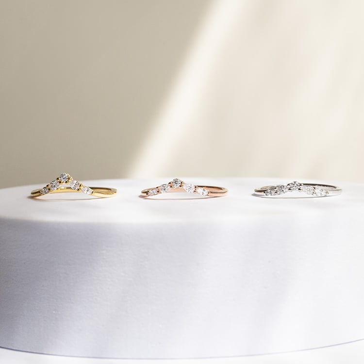 Vykrojený prsten s round, pear a marquise lab-grown diamanty Craig 141745