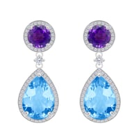 Diamantové náušnice s topazy a ametysty Bulia