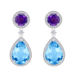 Diamantové náušnice s topazy a ametysty Bulia