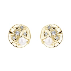 Stříbrné perlové náušnice s bílými topazy Heidi