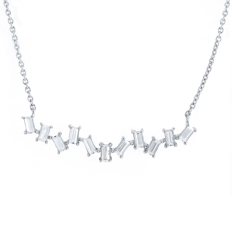 Moderní zlatý náhrdelník s baguette přírodními diamanty Parvati