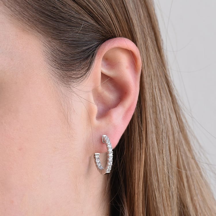 Kruhové náušnice se zirkony ze stříbra 80675