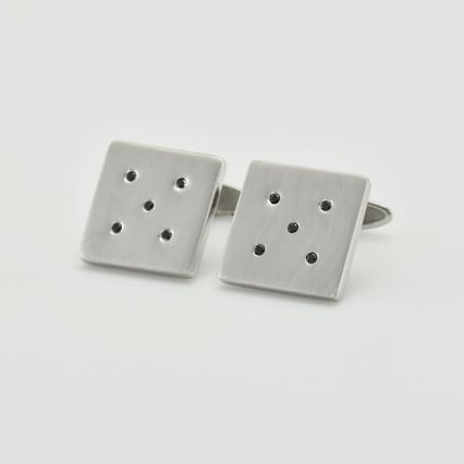 Stříbrné manžetové knoflíčky s černými diamanty Orien