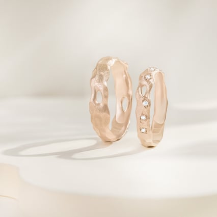 Snubní prsteny z oříškového zlata Rock