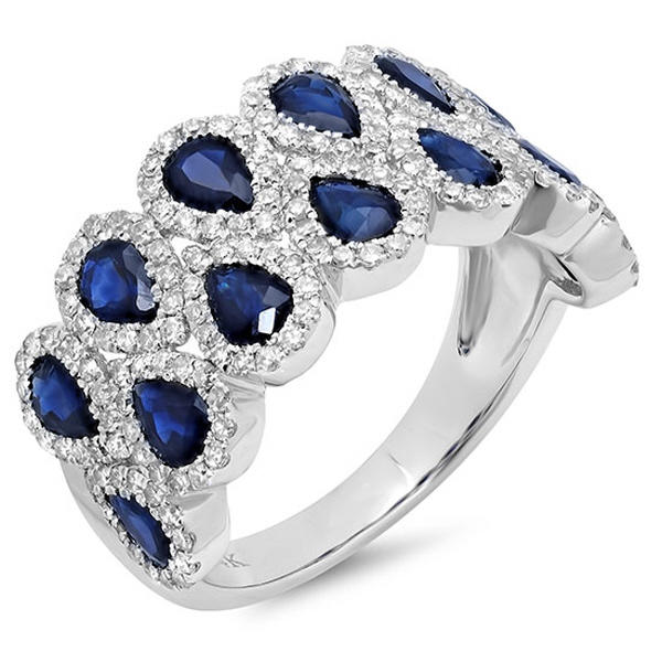 Zlatý safírový prsten s diamanty