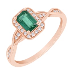 Elegantní smaragdový zlatý prsten s diamanty Enoh