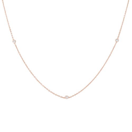 Jemný zlatý náhrdelník se třemi diamanty Pekko