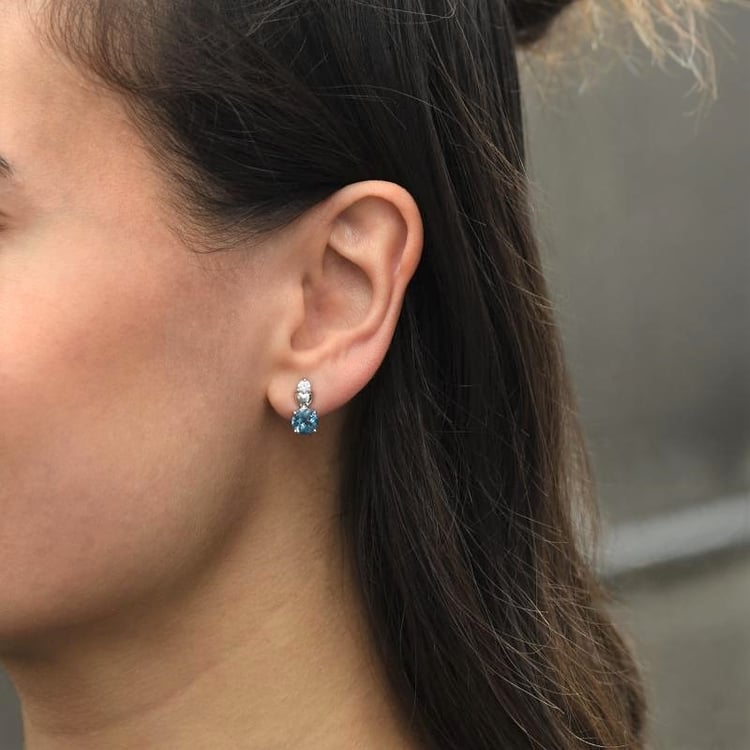 Stříbrné topazové náušnice se zirkony 105050