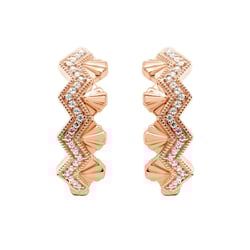 Zlaté neobvyklé kruhové náušnice s lab-grown diamanty Alva