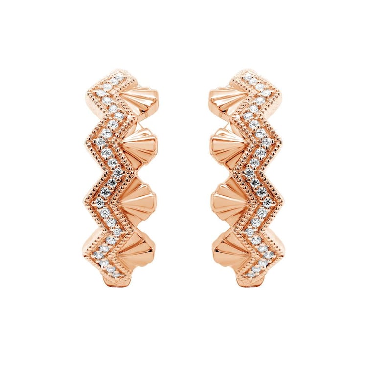 Zlaté neobvyklé kruhové náušnice s lab-grown diamanty Alva 160959