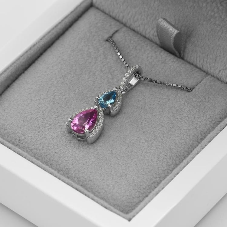 Stříbrný náhrdelník s topazem 50654