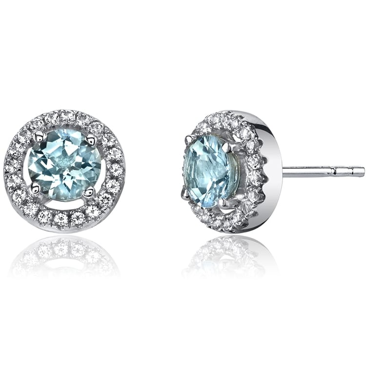 Akvamaríny a topazy ve zlatých náušnicích Oscar