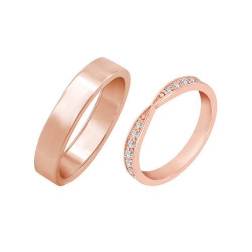 Eternity prsten s lab-grown diamanty a pánský plochý prsten Turpein
