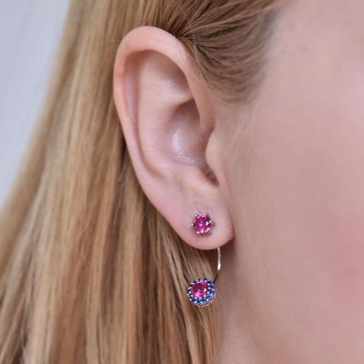 Dvojité stříbrné náušnice 18844