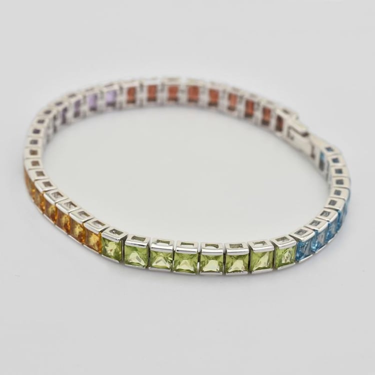 Střábrný náramek plný drahokamů 43630