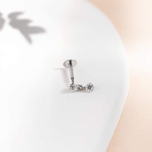 Zlatá piercing náušnice se zirkony Dyre