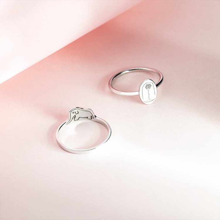 Oválný prsten s gravírem růže Malý princ 150580