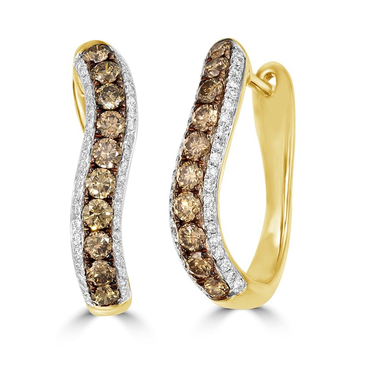 Zlaté náušnice s champagne diamanty 77087