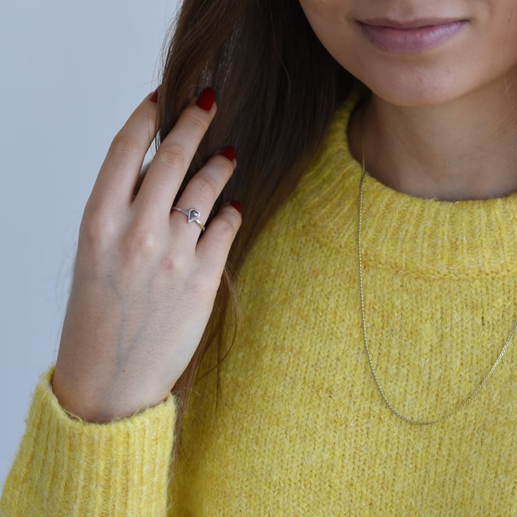 Zlatý prsten s šedým salt'n'pepper diamantem Caritta 58306