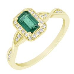 Elegantní smaragdový zlatý prsten s diamanty Enoh