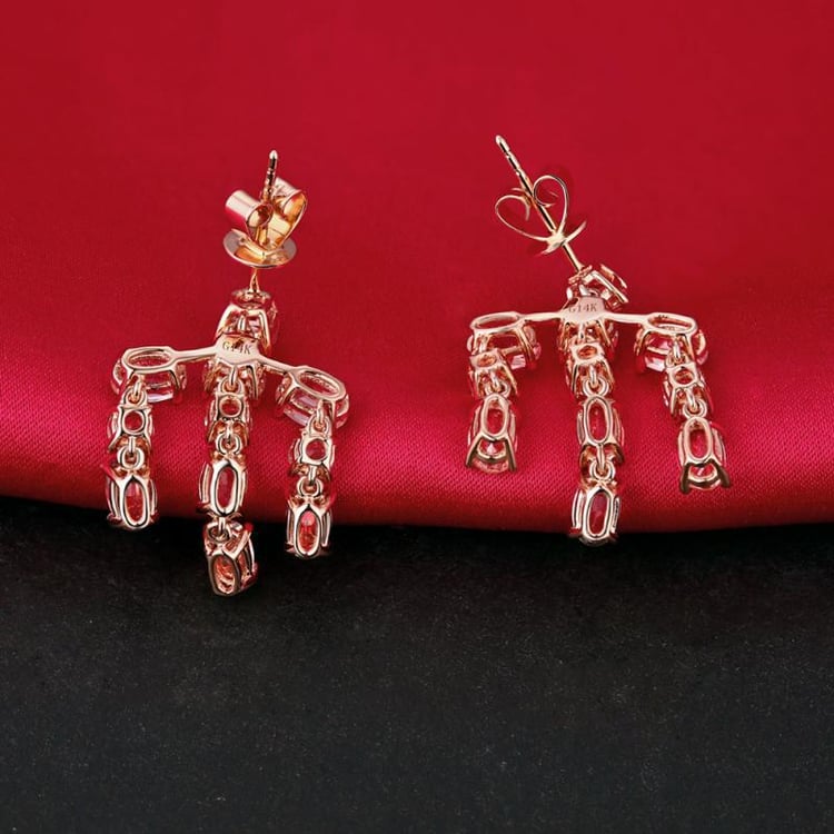 Zlaté náušnice plné morganitů 16948