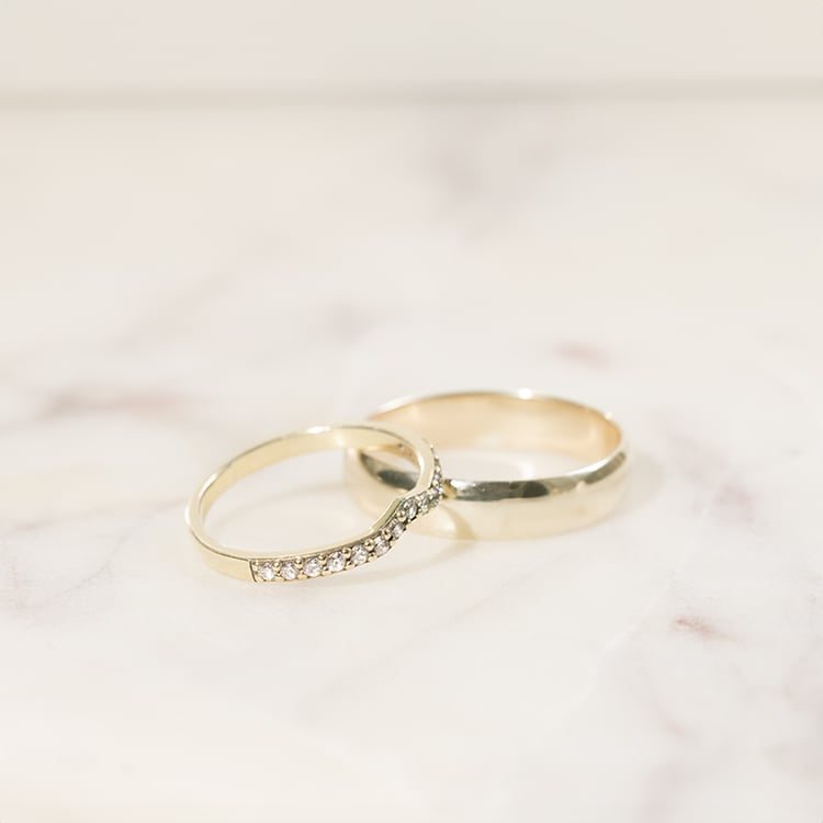 Zlatý eternity prsten s diamanty a pánský plochý prsten Marveille 137737