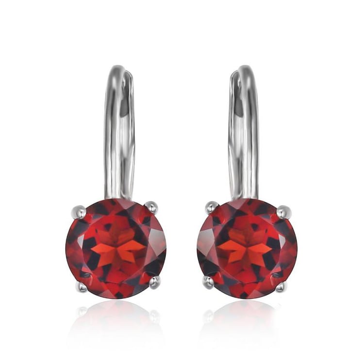 Stříbrné visací náušnice s granáty Desyl