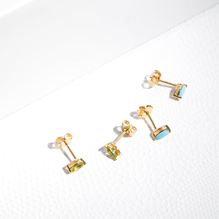 Minimalistické stříbrné náušnice s olivíny Andine 123896