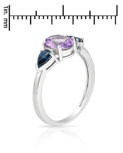 Stříbrný prsten s ametystem a safíry 1848
