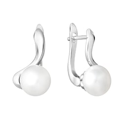 Stříbrné náušnice s bílými perlami Scarlet