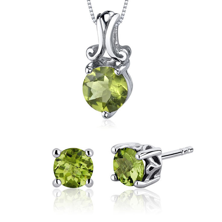 Olivínová kolekce šperků ze stříbra Ensley