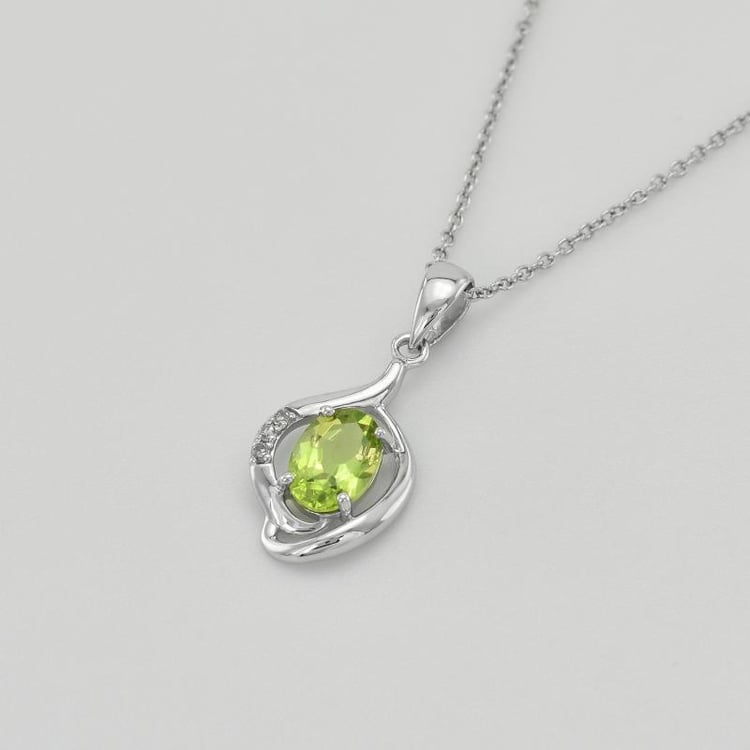 Zlatý olivínový náhrdelník s diamanty 42765