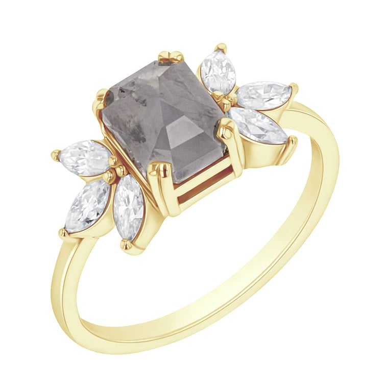 Prsten se salt and pepper diamantem a marquise moissanity Xuan 110213