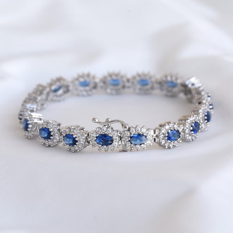 Safírový náramek z bílého zlata 85427