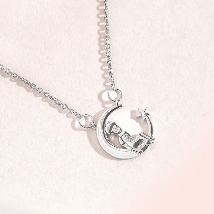 Náhrdelník ve tvaru měsíčku s diamantem Malý princ 157223