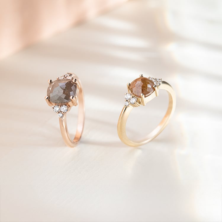 Zlatý prsten se salt and pepper diamantem Agathe 151895