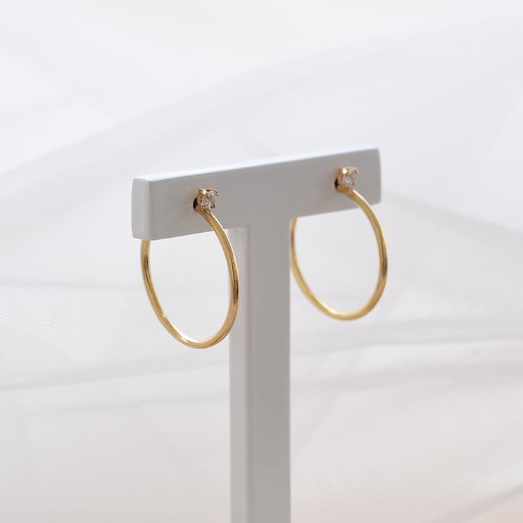 Pozlacené kruhové náušnice se zirkonem 66529