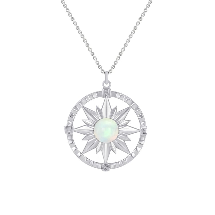 Zlatý náhrdelník kompas s přírodním opálem Amedeo