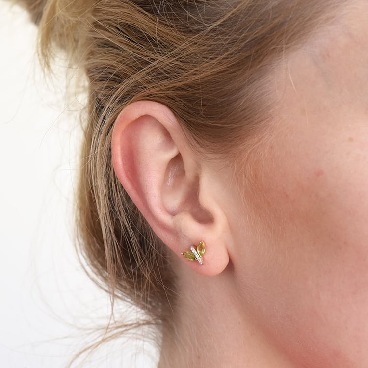 Ametystové náušnice s diamanty ze zlata 86882