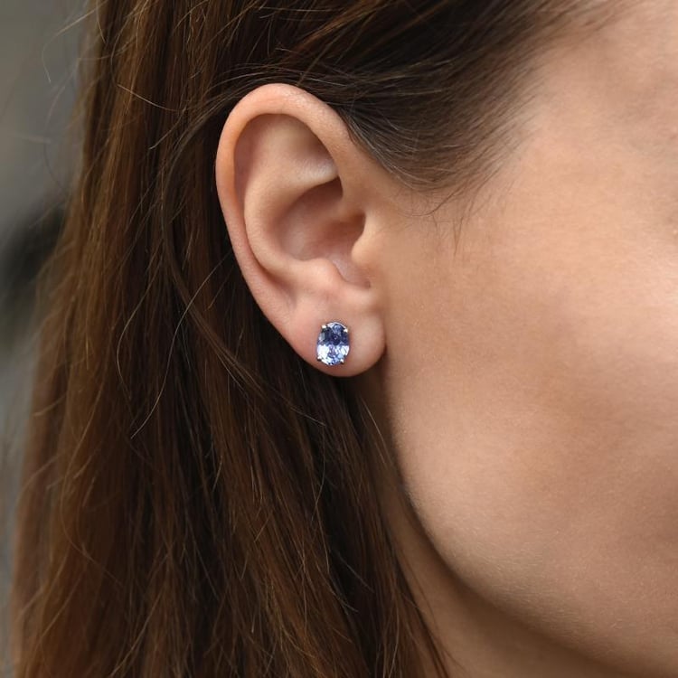 Zlaté napichovací náušnice s tanzanity Ekram 45683