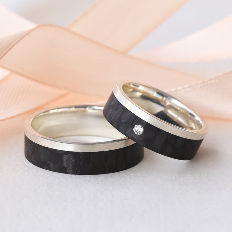 Karbonové snubní prsteny ze zlata 77508