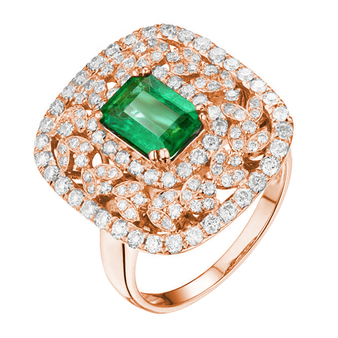 Zlatý prsten se smaragdem a diamanty Dawix 141453