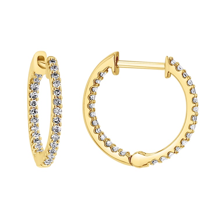 Zlaté kruhové náušnice s diamanty Genji