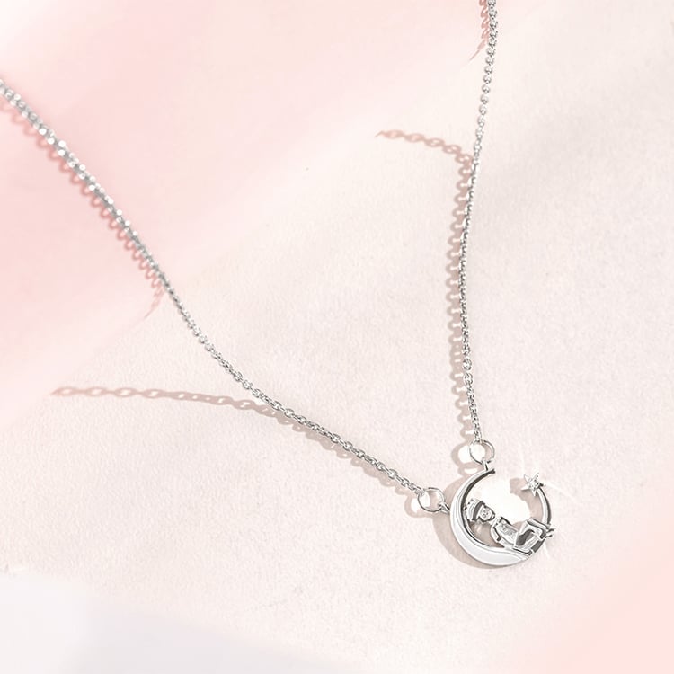 Náhrdelník ve tvaru měsíčku s diamantem Malý princ 157221