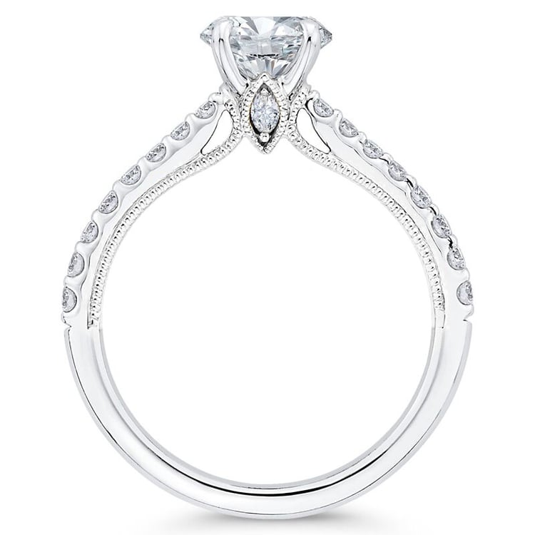 Zlatý zásnubní prsten s moissanitem plný diamantů 66159