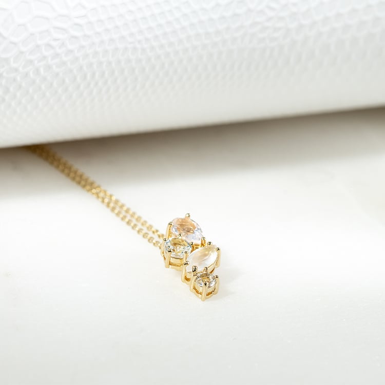 Stříbrný přívěsek s měsíčním kamenem, růženínem a topazy Daisi 131921