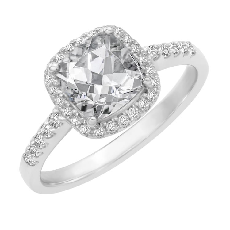 Zlatý zásnubní prsten s topazy a diamanty Azha 32100