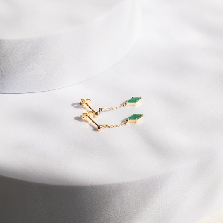 Zlaté visací náušnice s brazilskými smaragdy 142749