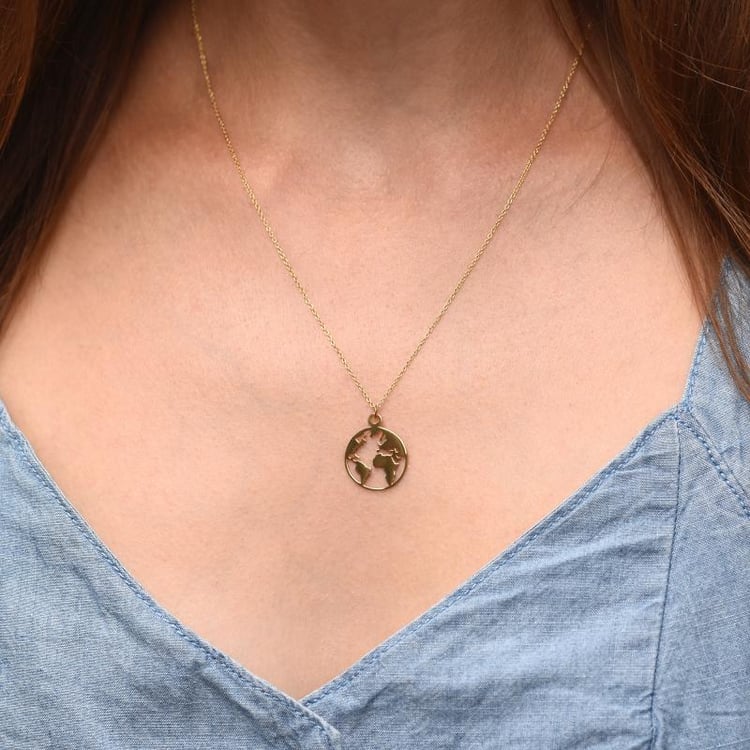 Zlatý náhrdelník s mapou světa 45935