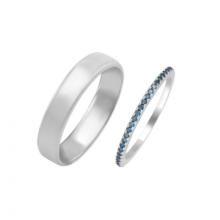 Zlatý eternity prsten s modrými diamanty a pánský komfortní